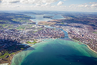 green body of water, lake, Lake Constance, Konstanz, aerial view HD wallpaper