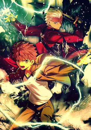 man in brown coat and pants anime character, anime, Fate Series, Fate/Stay Night: Unlimited Blade Works, Shirou Emiya