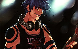 blue-haired male anime character, Tengen Toppa Gurren Lagann, Kamina