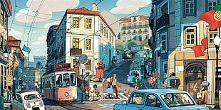 cartoon poster, artwork, Portugal, Sam Bosma HD wallpaper