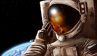 astronaut wallpaper, astronaut, space, Earth, Russian