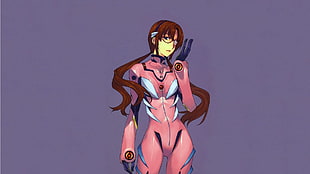 Overwatch character in pink and gray costume with red hair