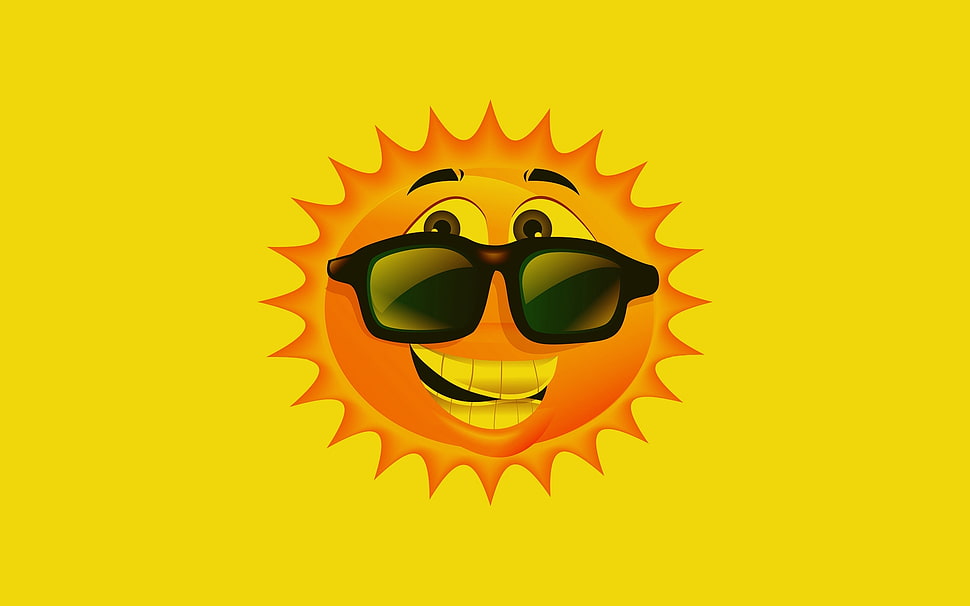 illustration of sun wearing sunglasses HD wallpaper