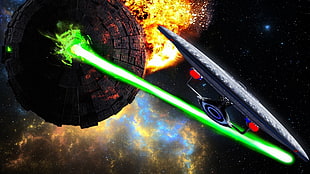 Star Wars Death Star digital wallpaper, artwork, Star Trek HD wallpaper