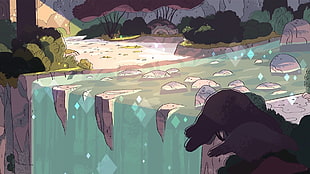 waterfalls illustration, artwork, waterfall, Steven Universe