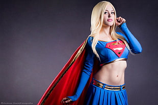 adult's Supergirl costume, women, model, long hair, cosplay