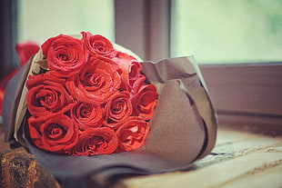 red rose bouquet, Roses, Bouquet, Drops HD wallpaper