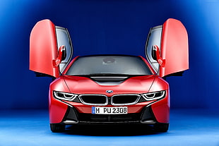 red BMW car