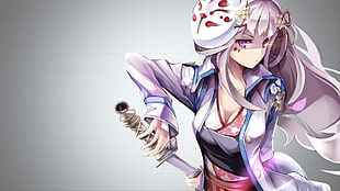 female holding sword anime illustration