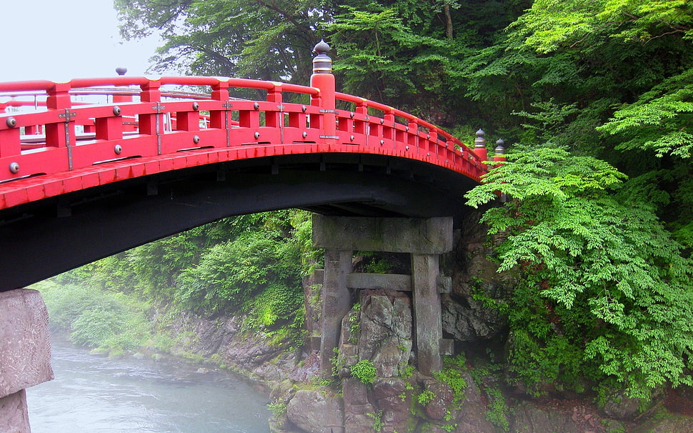 black and red bridge HD wallpaper