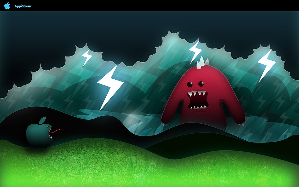 illustration of red monster HD wallpaper