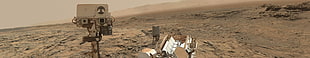 rectangular gray metal equipment, Mars, space, Rover, desert