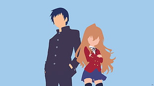female and male anime character illustration, Toradora!, Aisaka Taiga, anime vectors, anime