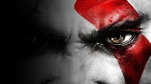 brown eyed man illustration, video games, God of War, Kratos, God of War III
