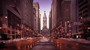 city buildings and road, cityscape, city, USA, Philadelphia