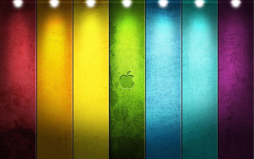 black and white wooden board, Apple Inc., logo, digital art, colorful HD wallpaper