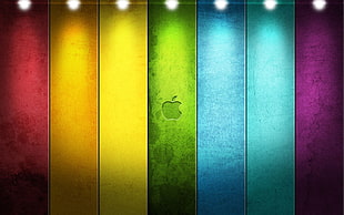 black and white wooden board, Apple Inc., logo, digital art, colorful