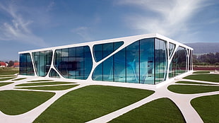 blue glass room concept, Leonardo Glass Cube, architecture, Germany, building