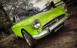 green muscle car, car, green, closeup, Sunbeam Alpine
