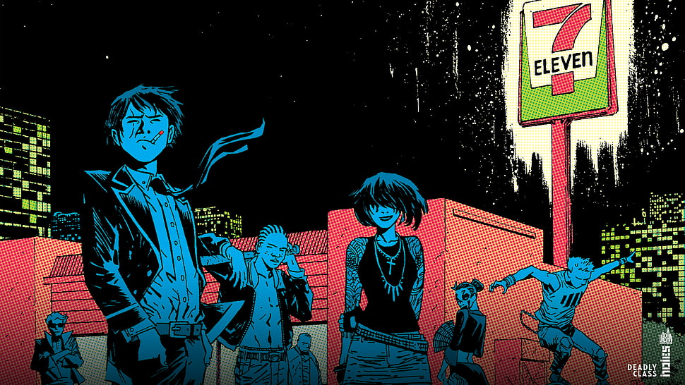 7 Eleven illustration, Deadly Class, comics, smoking, love HD wallpaper