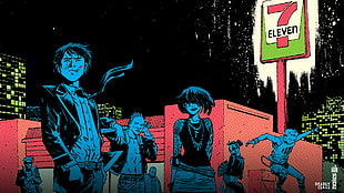 7 Eleven illustration, Deadly Class, comics, smoking, love