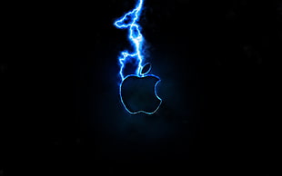 black and blue Apple logo HD wallpaper