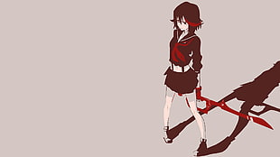 female anime character standing against her shadow illustration HD wallpaper