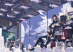 band group animated characters wallpaper, anime