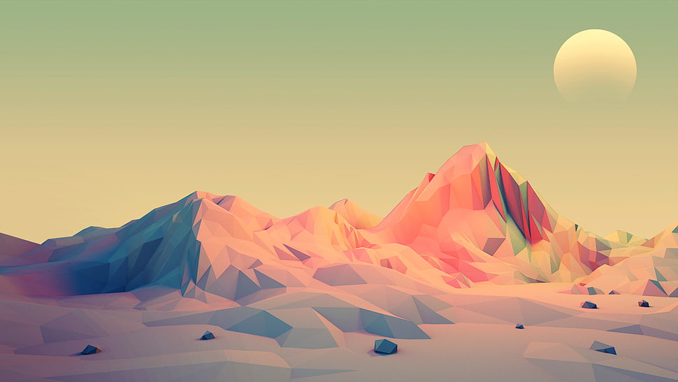 mountains illustration HD wallpaper