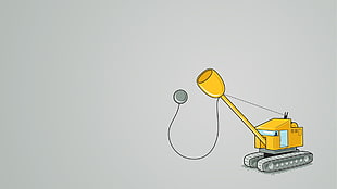 yellow heavy equipment illustration, minimalism, humor HD wallpaper