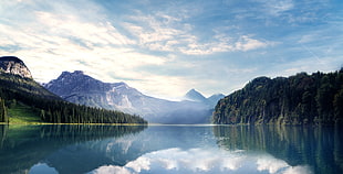 body of water, Lake, Mountains, Forest
