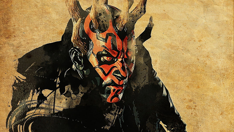 demonic character illustration, Star Wars, Darth Maul, artwork, movies HD wallpaper