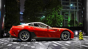 red Ferrari coupe, car, Ferrari, red cars
