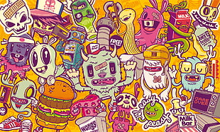 assorted monster illustration, fantasy art, sketches, drawing, psychedelic HD wallpaper