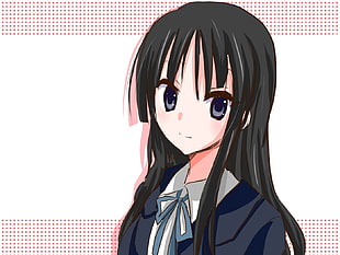 female anime character wearing blue uniform illustration