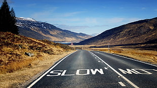paved road, road, landscape, Scotland