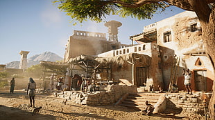 white and brown concrete house, Assassin's Creed: Origins, Assassin's Creed, Ubisoft, video games HD wallpaper