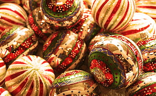 yellow and red bauble lot