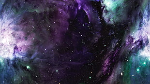 black, purple, and green sky HD wallpaper