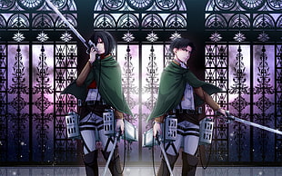 two characters of anime Attack on Titan HD wallpaper
