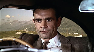 men's gray notched lapel suit jacket, movies, James Bond, Sean Connery