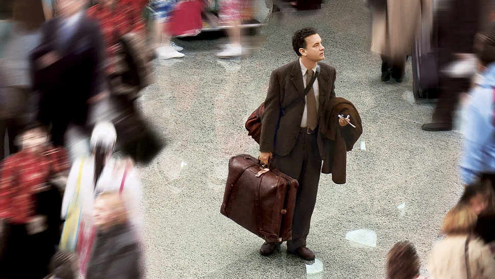 men's brown suit jacket, Tom Hanks, The Terminal, movies HD wallpaper