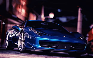 blue Ferrari 458 Italia