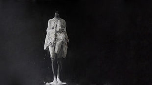 white and gray coat, painting, depressing, horror, sadness