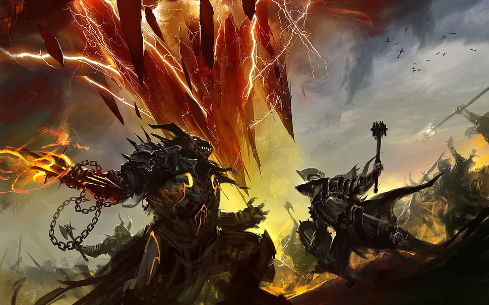 monster with chain digital wallpaper, fantasy art, Guild Wars 2 HD wallpaper