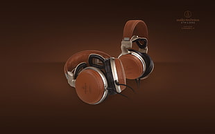 two brown-and-gray headphones