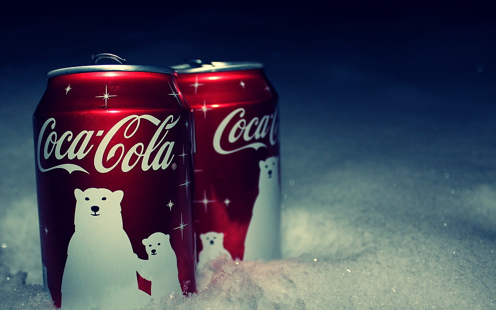 two red Coca-Cola cans, Coca-Cola HD wallpaper