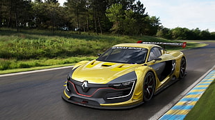 yellow and black Renault Transport coupe, car, Renault HD wallpaper
