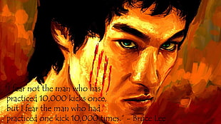 Bruce Lee painting, Bruce Lee, quote HD wallpaper