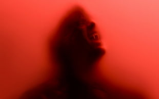closeup view of vampire with red background